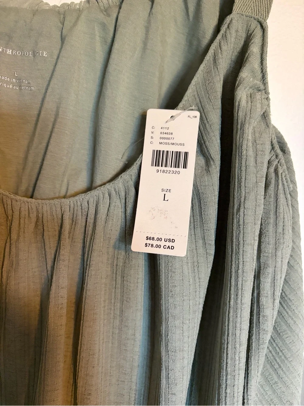 Anthropologie Sheer Ribbed Buckle Bubble Tank NWT size large - Picture 9 of 11